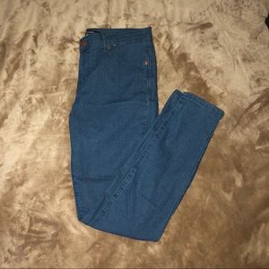 blue mid rise jeans